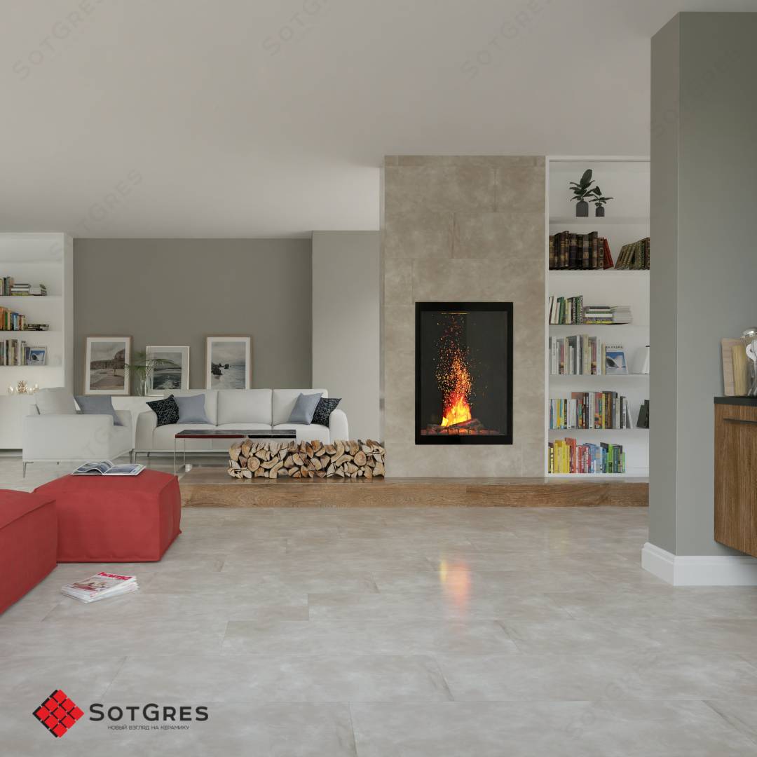 CLOUDY CREMA /40х120/ бежевый матовый керамический гранит carving с эффектом штукатурки