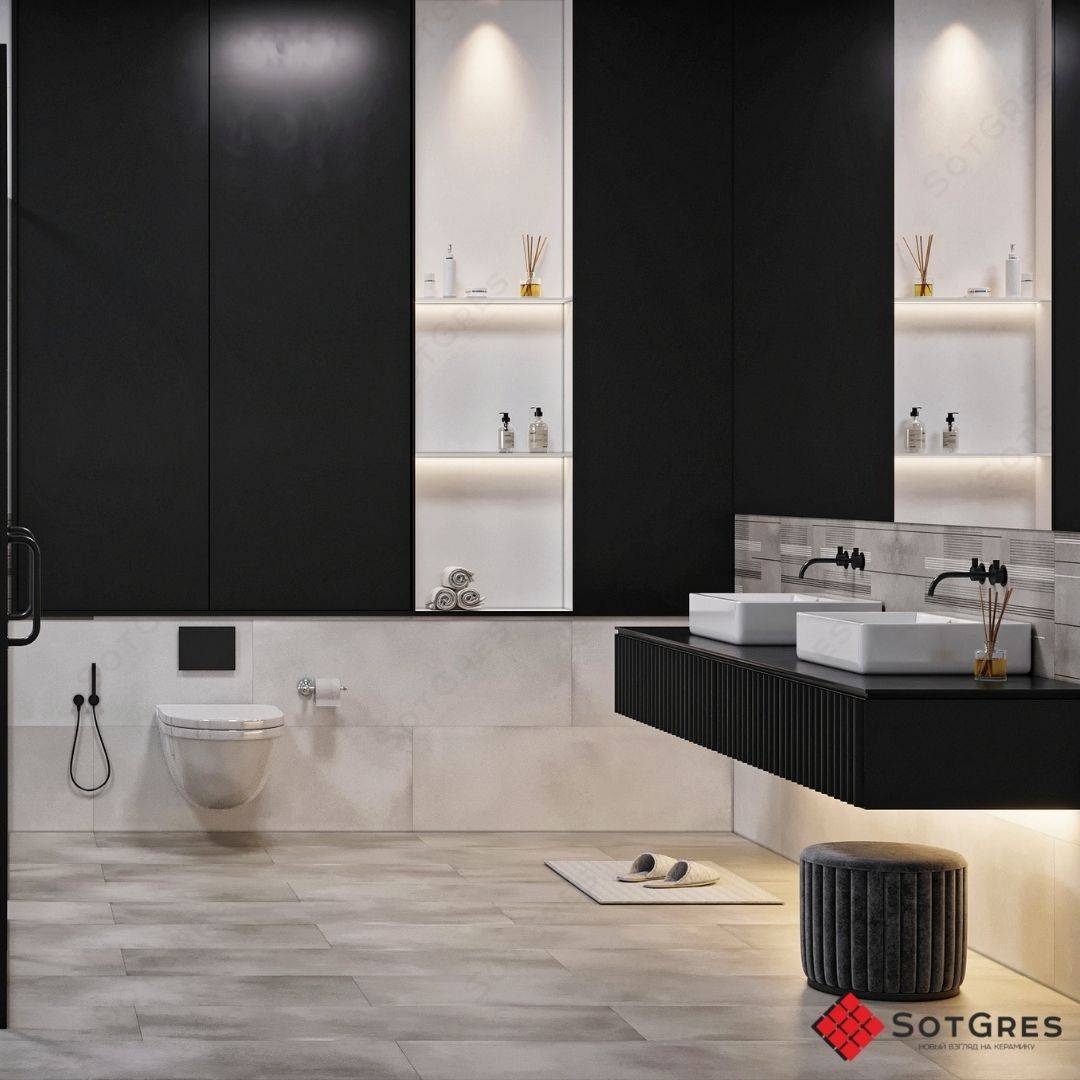 ESPANA NERO /40х120/ матовый серый керамический гранит под бетон