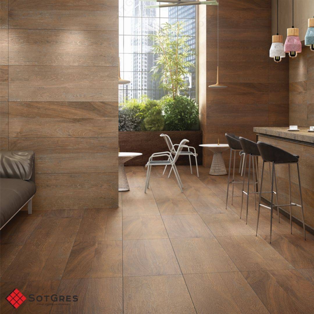 NATURAL WOOD BROWN /40х120/ матовый керамический гранит с текстурой под дерево