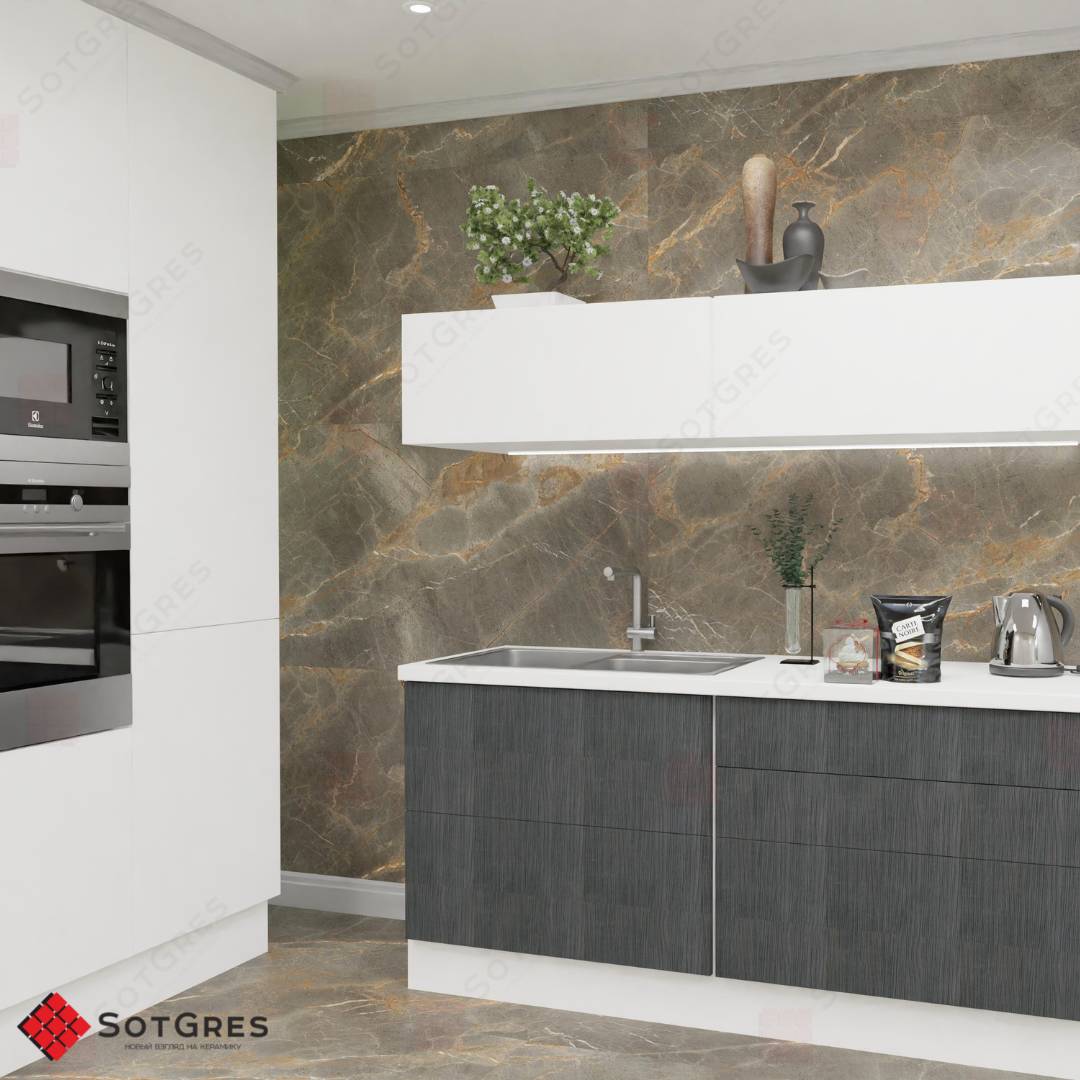 REGAL CALIFORNIA  ALMOND /80х160/ глянцевый серый керамический гранит под оникс с двойной полировкой