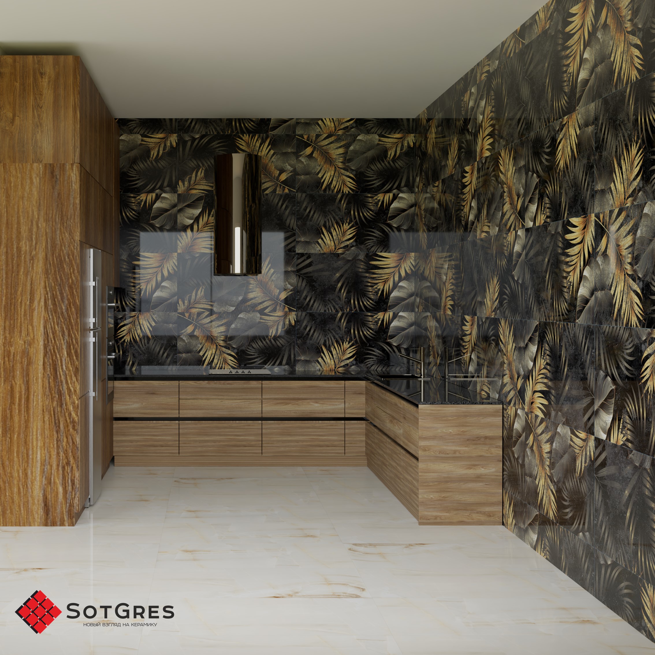 BELLIZA BLACK DECOR HG/120х60/глянцевый керамическй гранит 