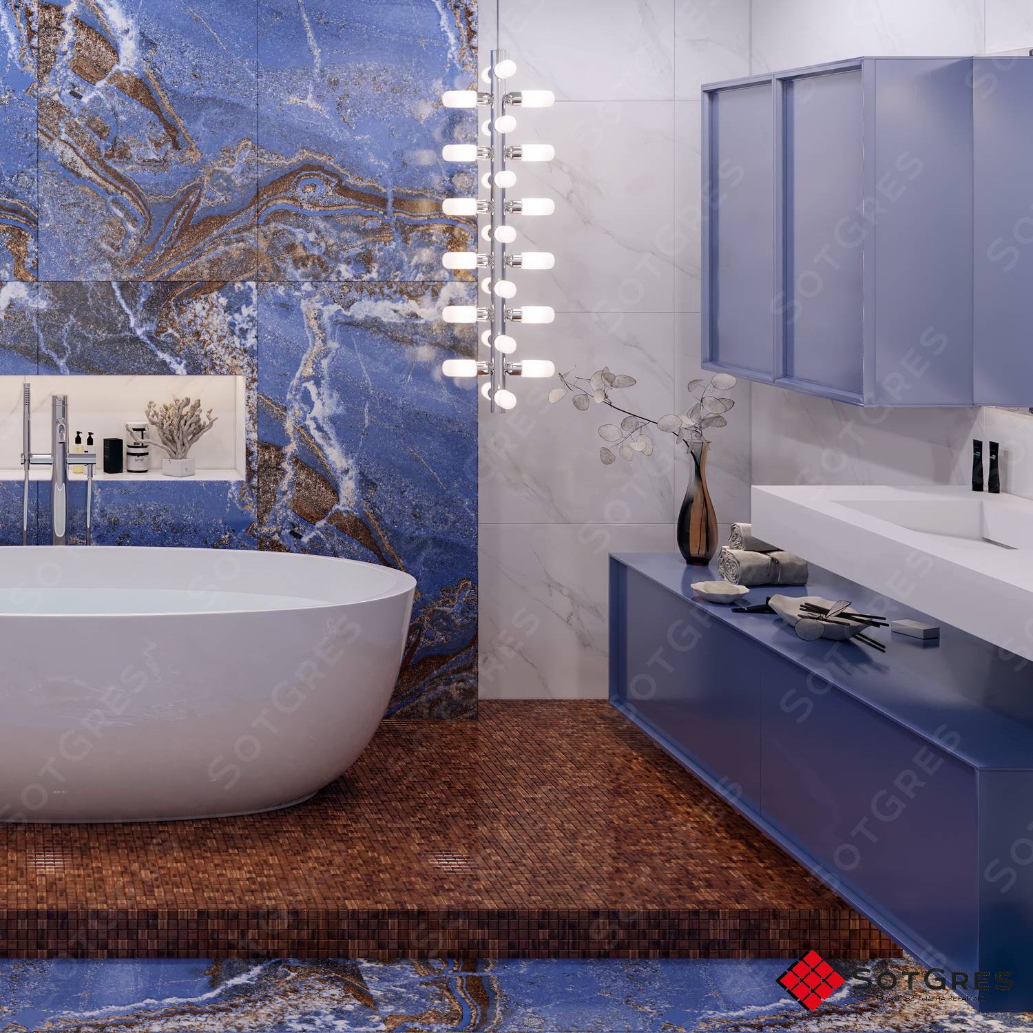 CARIBBEAN BLUE-HG/60х120/глянцевый керамический гранит HG