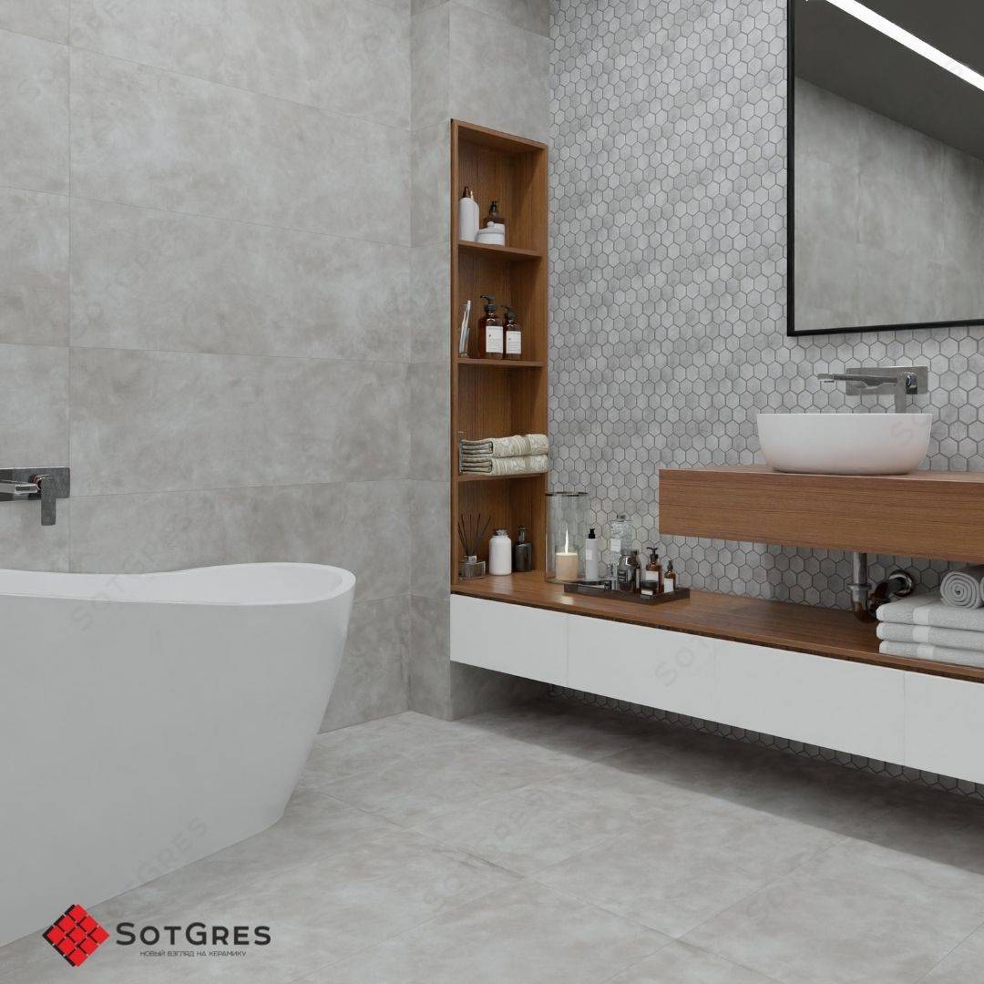 CLOUDY GRIS /40х120/ матовый серый керамический гранит carving под бетон с эффектом штукатурки